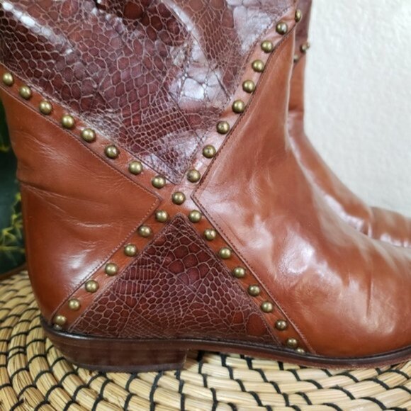 Stuart Weitzman Western Bohemian Studded Leather Boots size 7 - Picture 5 of 14